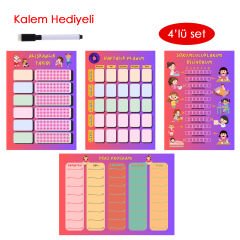 Çocuklar İçin Planlayıcı Set - Pembe (Alışkanlık Takibi, Haftalık Planlayıcı, Sorumluluk Takibi, Ders Programı)